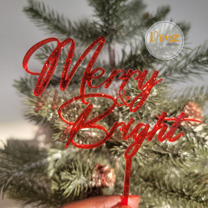 Merry & Bright Christmas Cake Topper