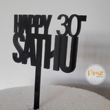 Personalized Happy Birthday Cake Topper with Age Block Letters