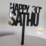 Personalized Happy Birthday Cake Topper with Age Block Letters