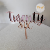 Written Age Cake Topper Script Acrylic