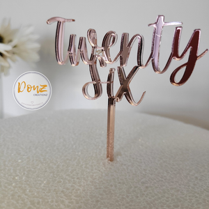 Written Age Cake Topper Script Acrylic