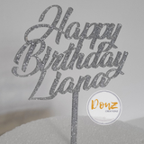 Cursive Personalized Happy Birthday Cake Topper