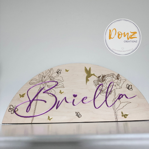 Floral Boho Butterfly Hummingbird Name Sign