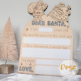 "Dear Santa" Christmas Wish List Reusable Dry-Erase Sign Photo Prop