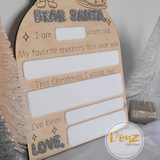 "Dear Santa" Christmas Wish List Reusable Dry-Erase Sign Photo Prop