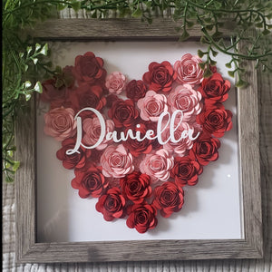 Heart Shaped Paper Flower Shadowbox/ Floral Box