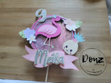 Flamingo Tropical Birthday Personalized Name Cake Topper
