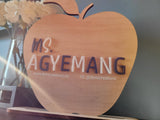 Personalized Teacher Name Apple Wood Sign With Stand