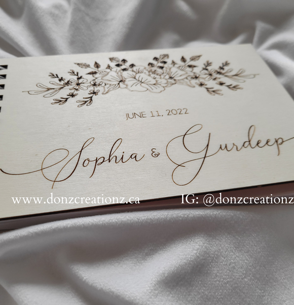 Personalized Couple Wooden Engraved Wedding Guestbook