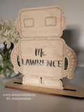 Robot Personalized Name Wood Sign With Stand