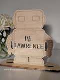 Robot Personalized Name Wood Sign With Stand