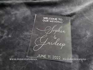 Acrylic Event Signage "Welcome to the Wedding of..."