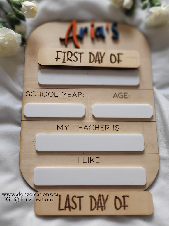 Personalized Engraved First/Last Day of School Whiteboard