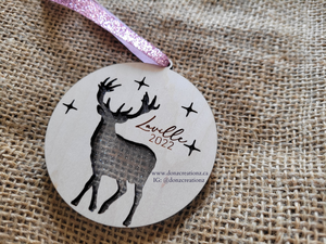 3D Personalized Deer Wood & Acrylic Christmas Ornament
