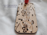 3D Dog Drawing Personalized Acrylic + Wood Stocking Tag