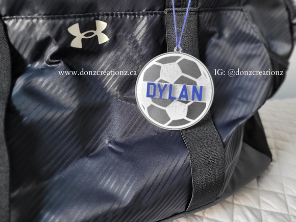 Personalized Clear Acrylic Soccer Ball Bag Tag