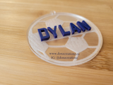 Personalized Clear Acrylic Soccer Ball Bag Tag